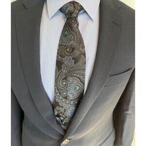 Hart Schaffner Marx Blue Paisley Silk Tie Necktie Classic Business Formal